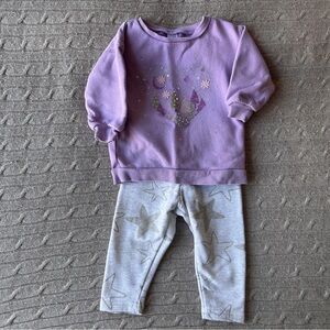 EUC Carter’s Baby Girl Outfit Set, Lavender and Silver, 18 Months